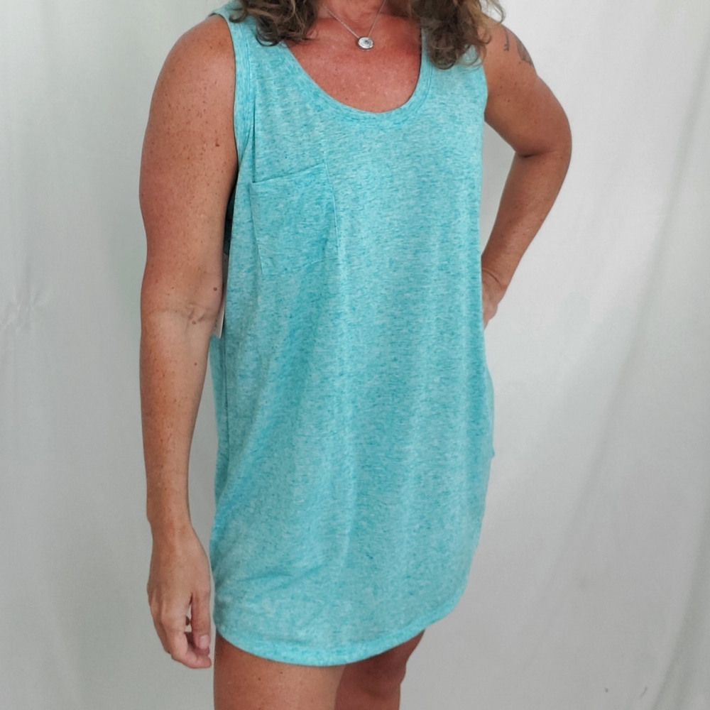 Faded Glory aqua pocket tank top coverup